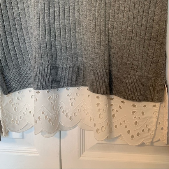 NWT Loft Light Weight Sweater with Eyelet Lace Detail at Bottom - Picture 5 of 7
